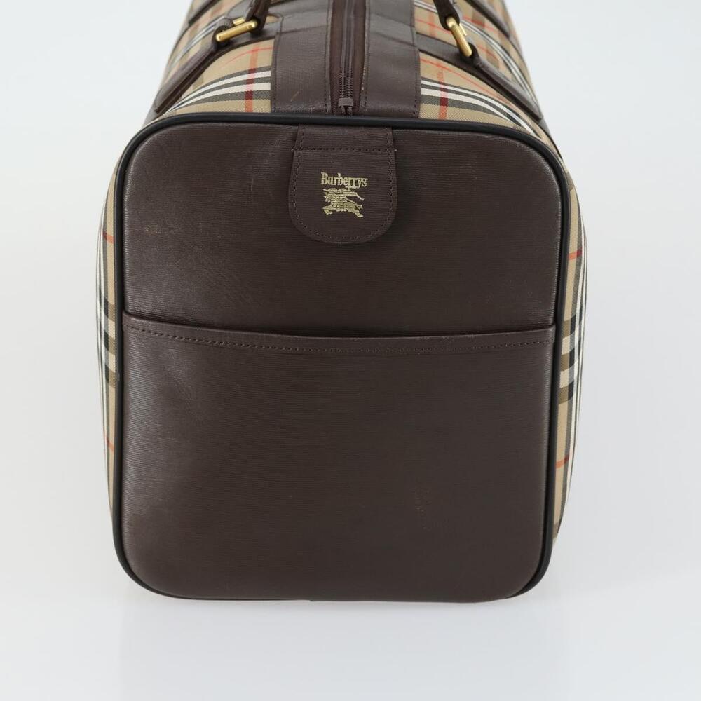 Burberrys Nova Check Boston Bag Canvas Beige Gold Auth 155598 - Picture 3 of 16